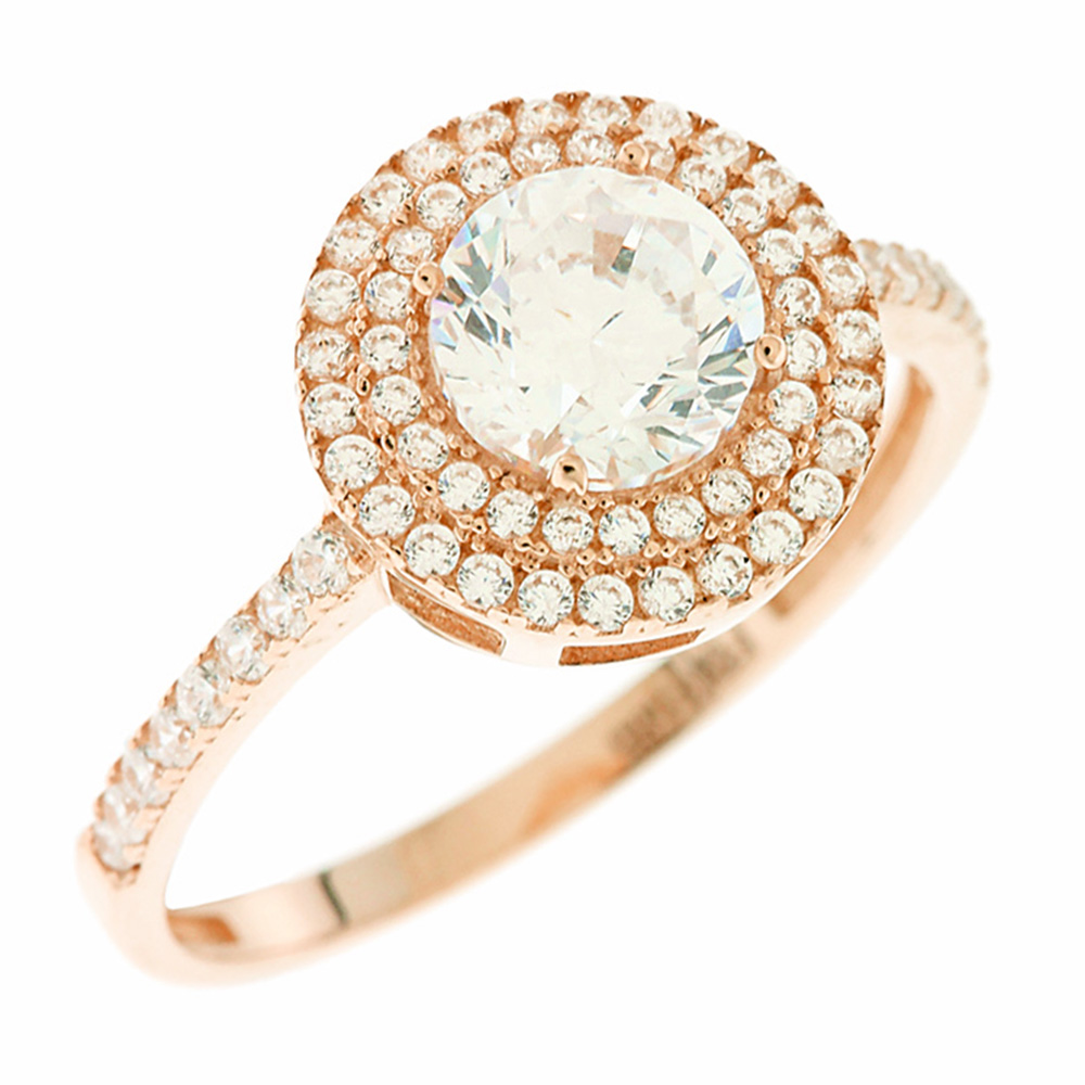 14K ROSE GOLD CUBIC ZIRCON RING