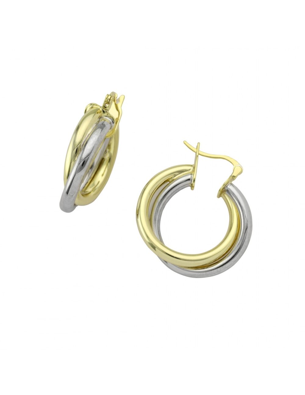 925 DOUBLE HOOPS BOUBLE TONE EARRINGS