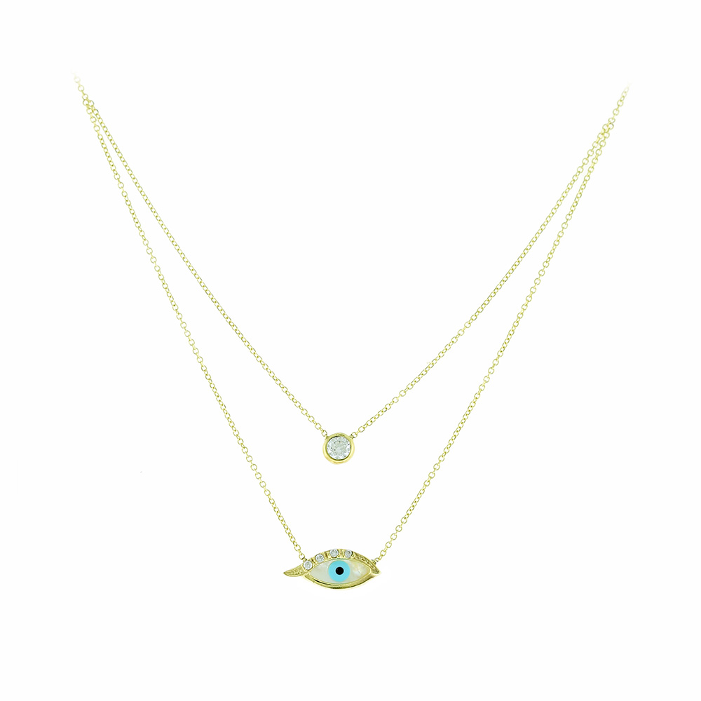 9K GOLD EVIL EYE NECKLACE