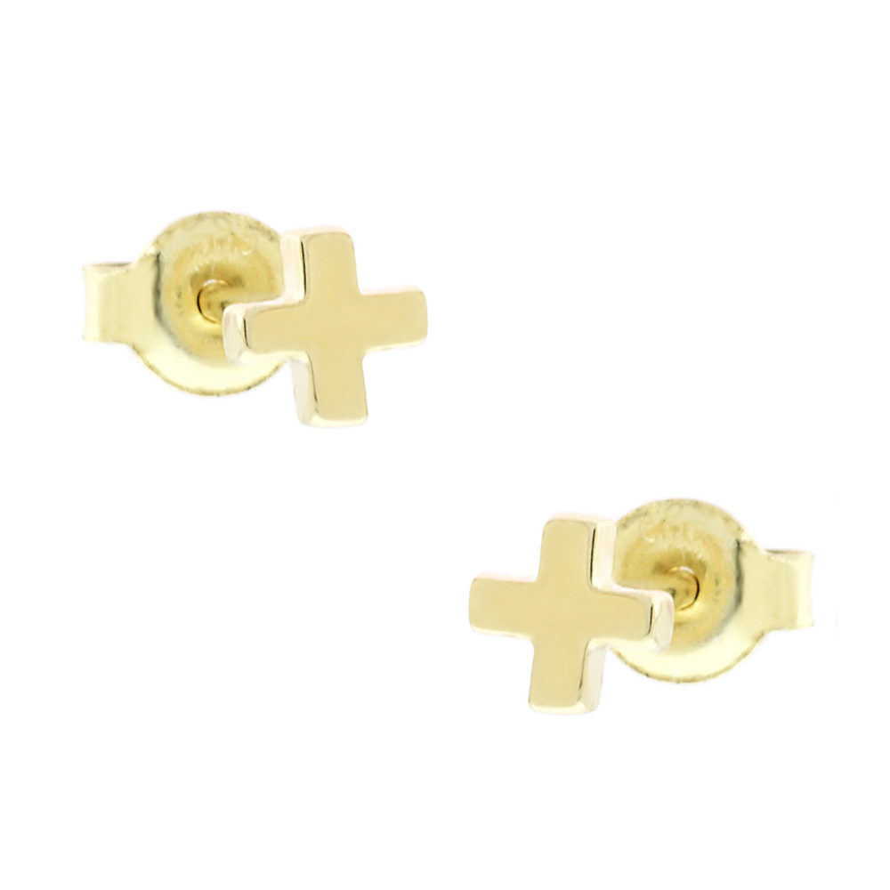 14K GOLD CROSS EARRINGS