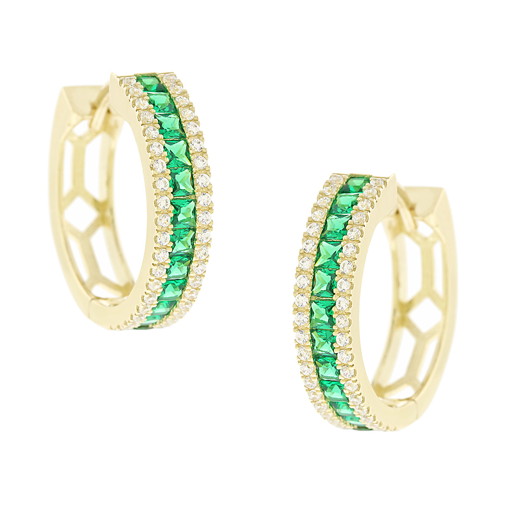14K CZ HOOP EARRINGS
