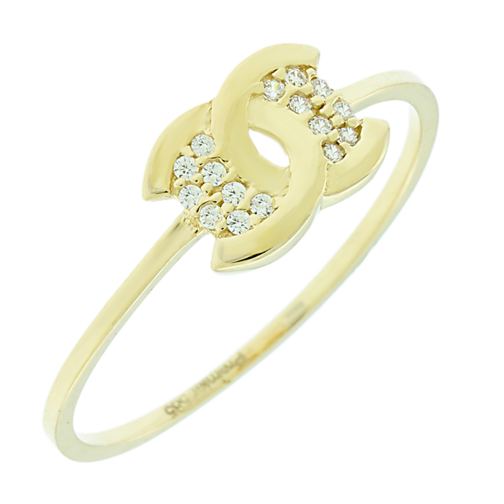 14K CUBIC ZIRCON CHANEL RING