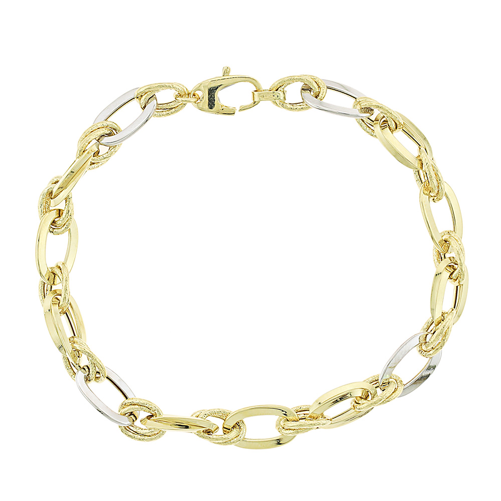 14GOLD DOUBLE TONE CHAIN BRACELET