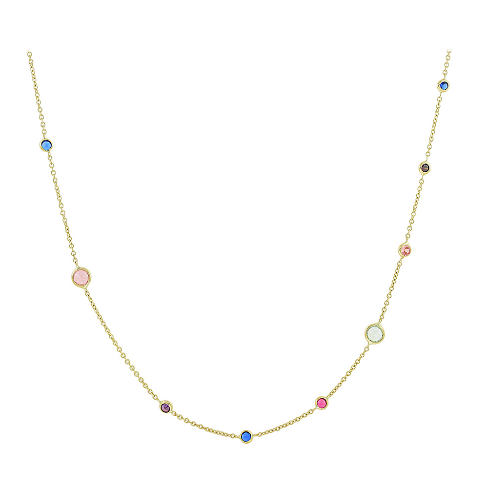 14K MULTI COLOR STONE NECKLACE