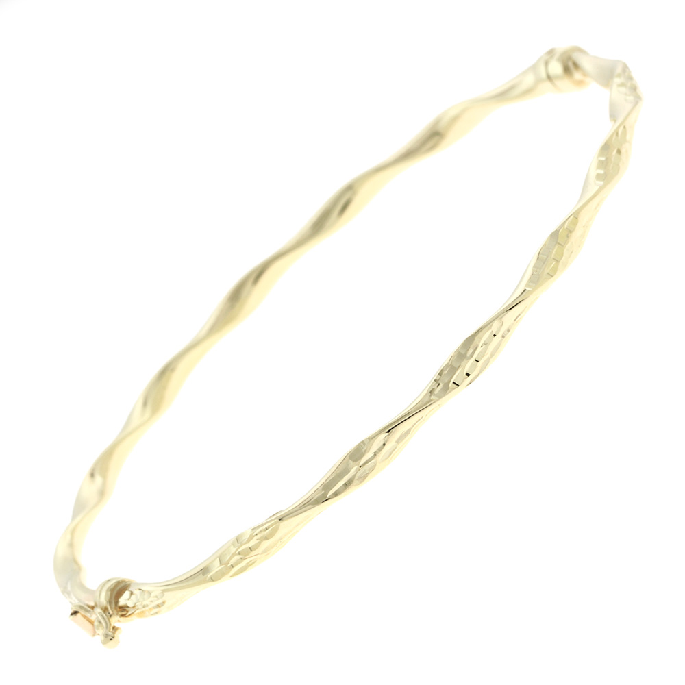 14K GOLD CURVED BANGLE BRACELET