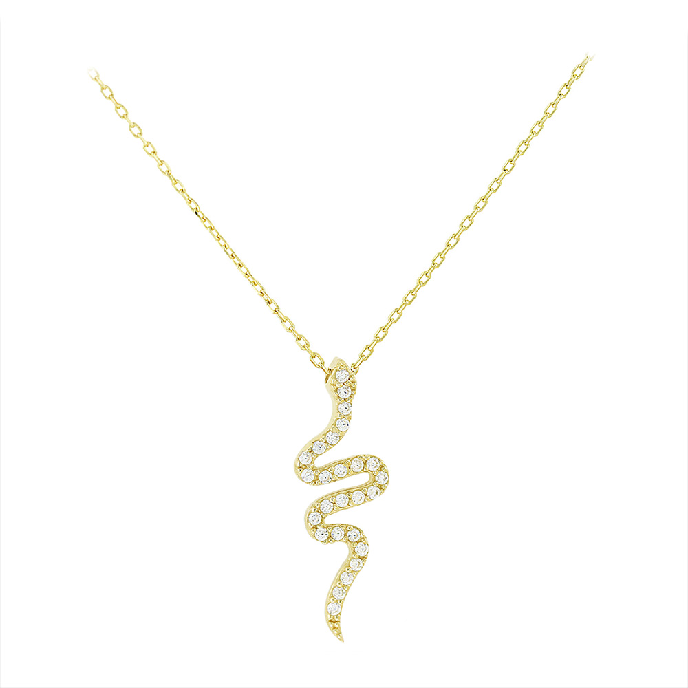 14K CUBIC ZIRCON SNAKE NECKLACE