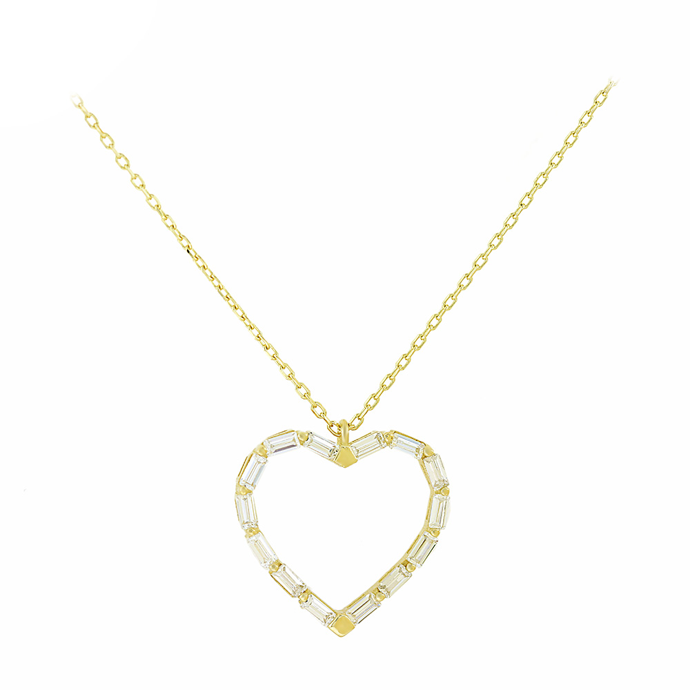 14k cubic zircon heart necklace