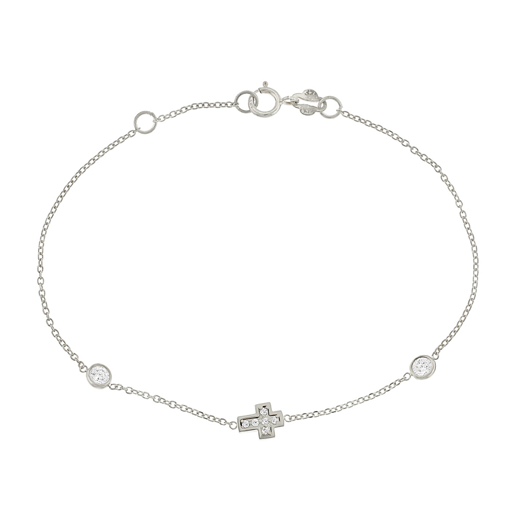 14K WHITE GOLD CROS BRACELET
