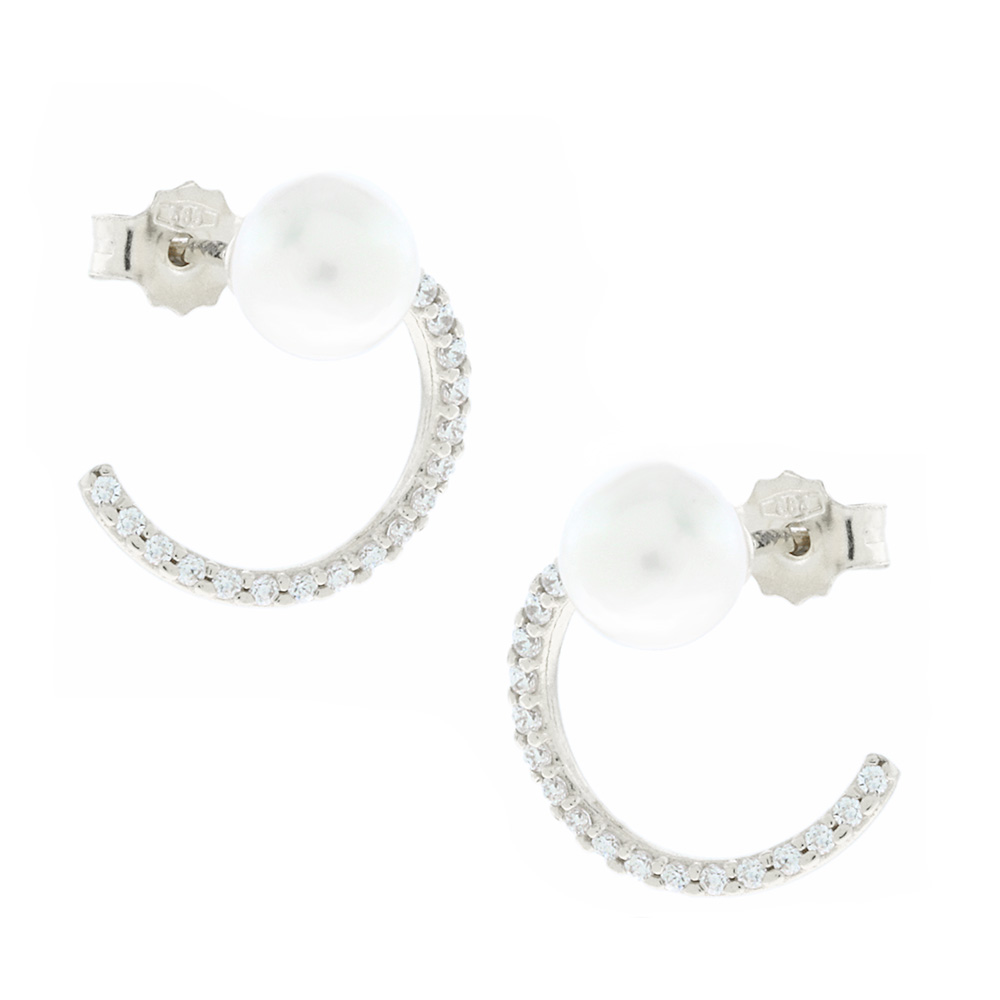 14K WHITE GOLD PEARL EARRINGS