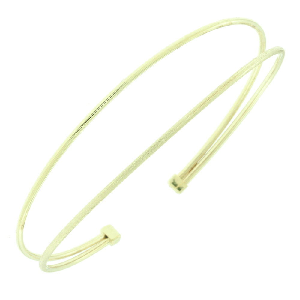 14K GOLD 2 LINED BANGLE BRACELET