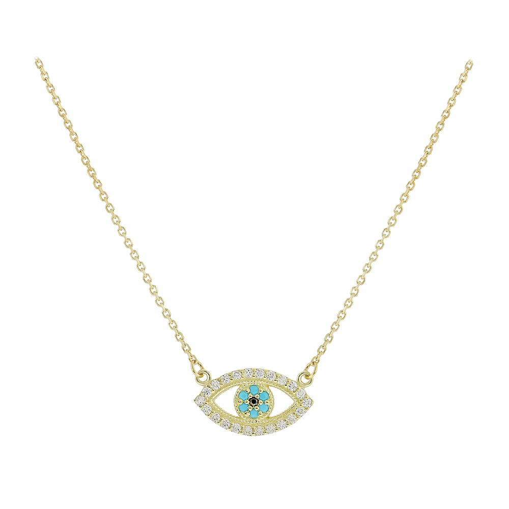 9K GOLD EVIL EYE NECKLACE