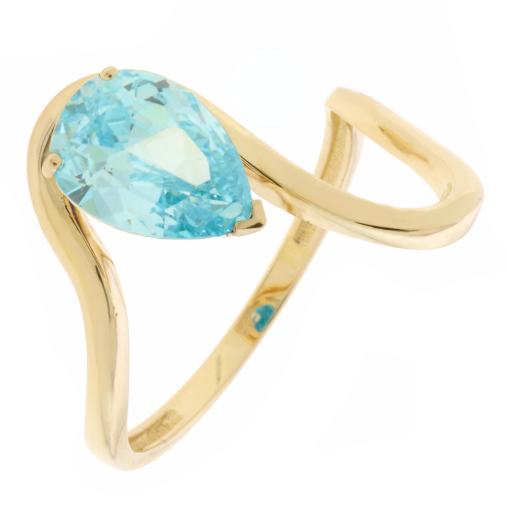 14K GOLD PEAR CUT TOPAZ RING