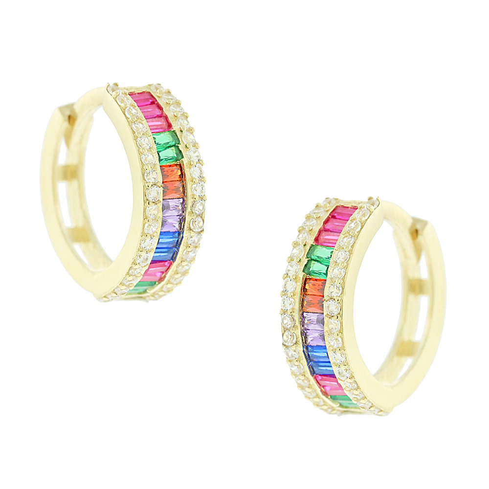14K GOLD MULTICOLOURED STONES EARRINGS
