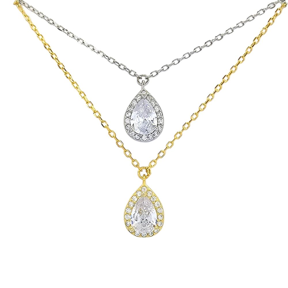 925 PEAR CUT DIANA STYLE NECKLACE
