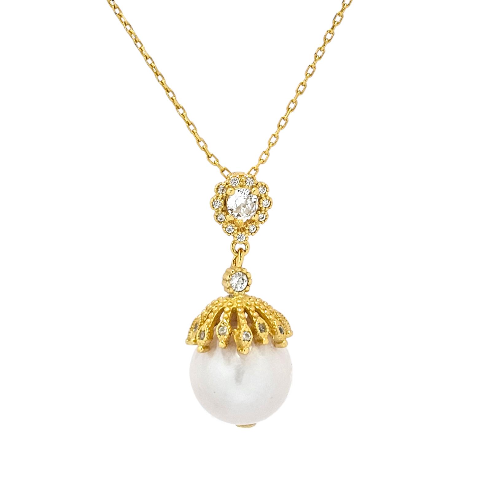 925 GOLD PLATED PEARL NECKLACE