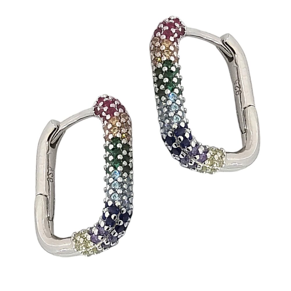 925 MULTICOLOR STONES HOOP EARRINGS