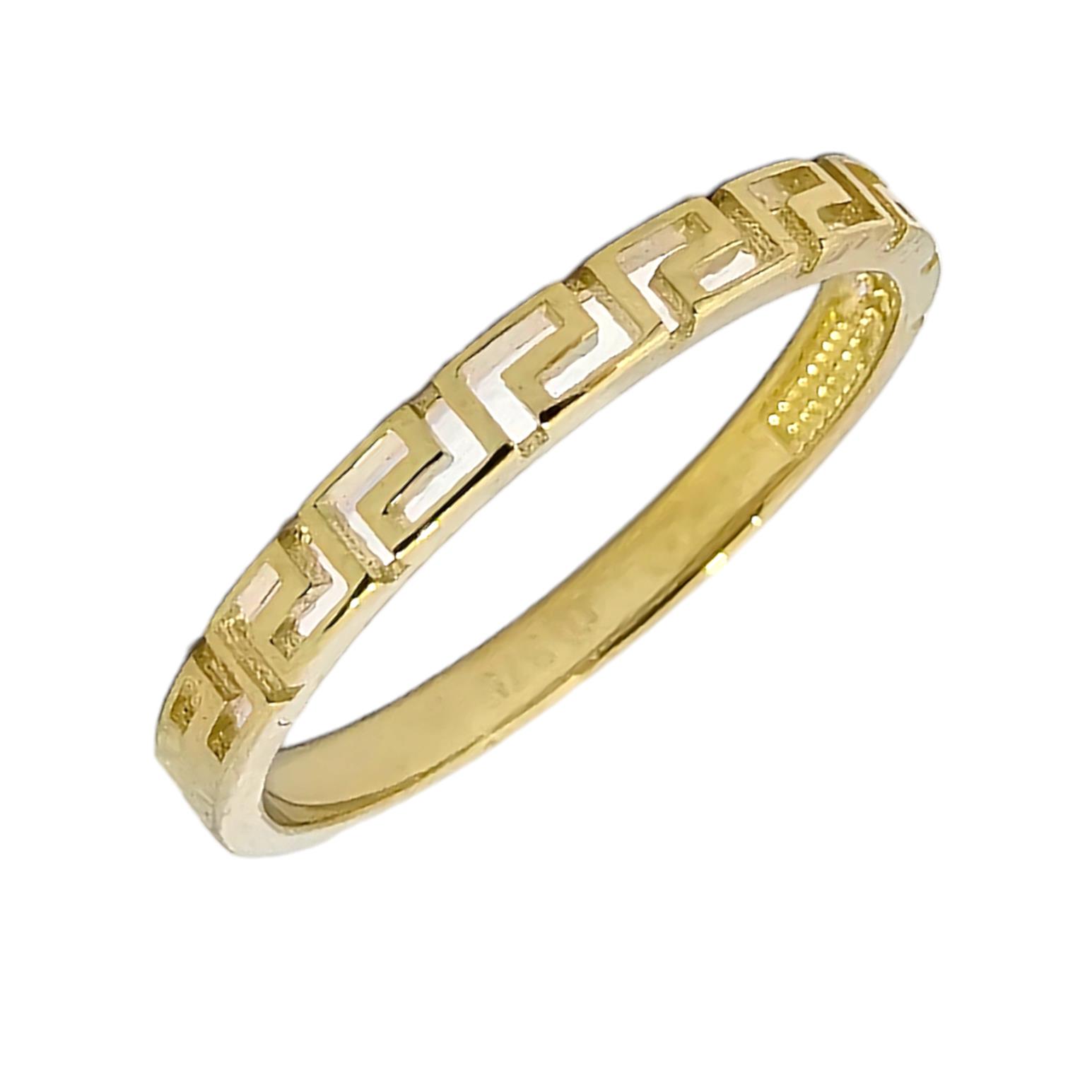 9K GOLD GREEK MEANDER PATTERN RING