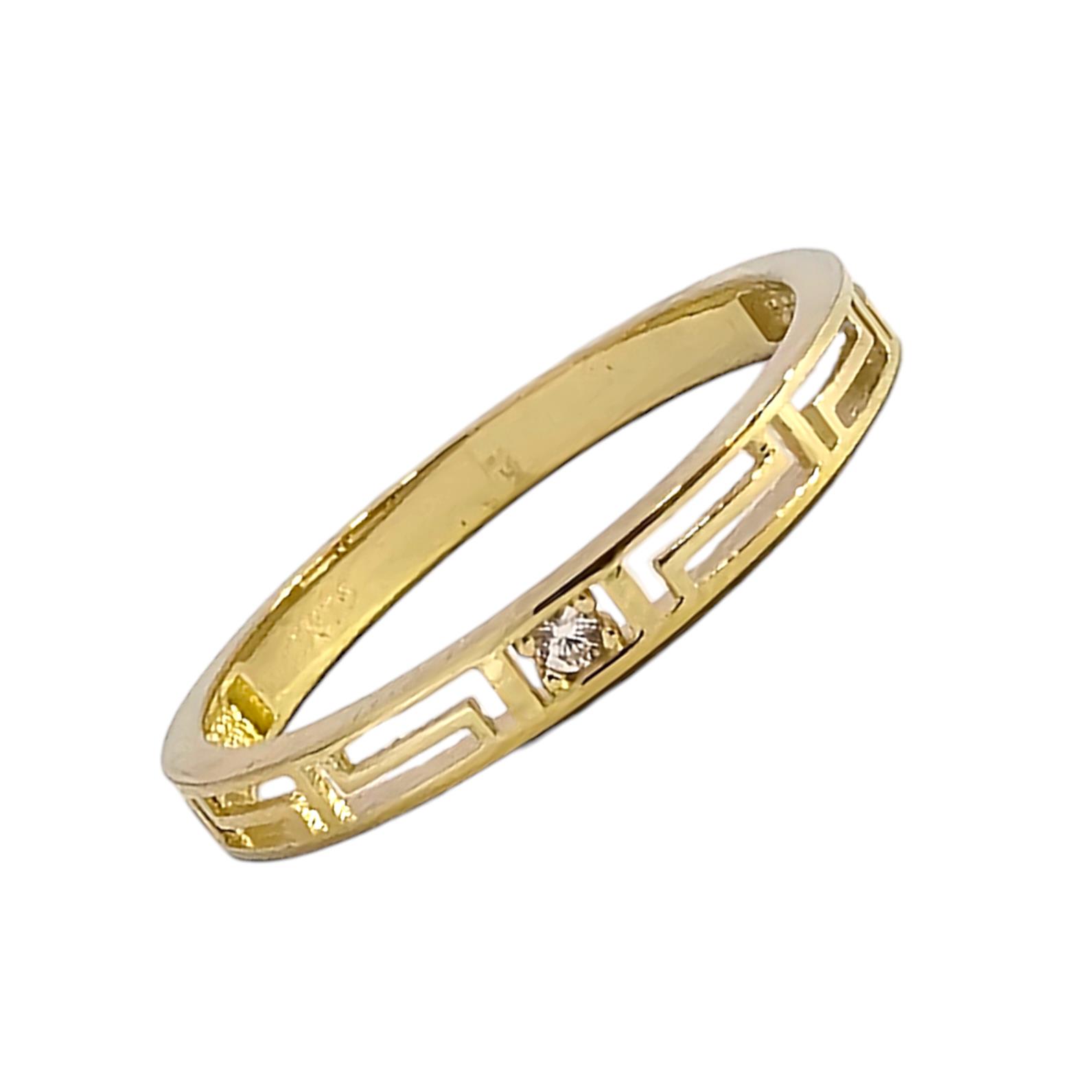 9K GREEK MEANDER PATTERN RING