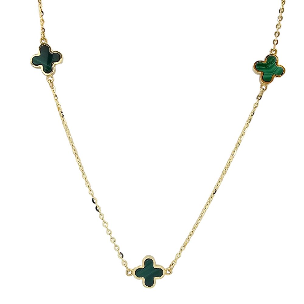 18K CUSTOM MADE MALACHITE VANCLEEF NECKLACE