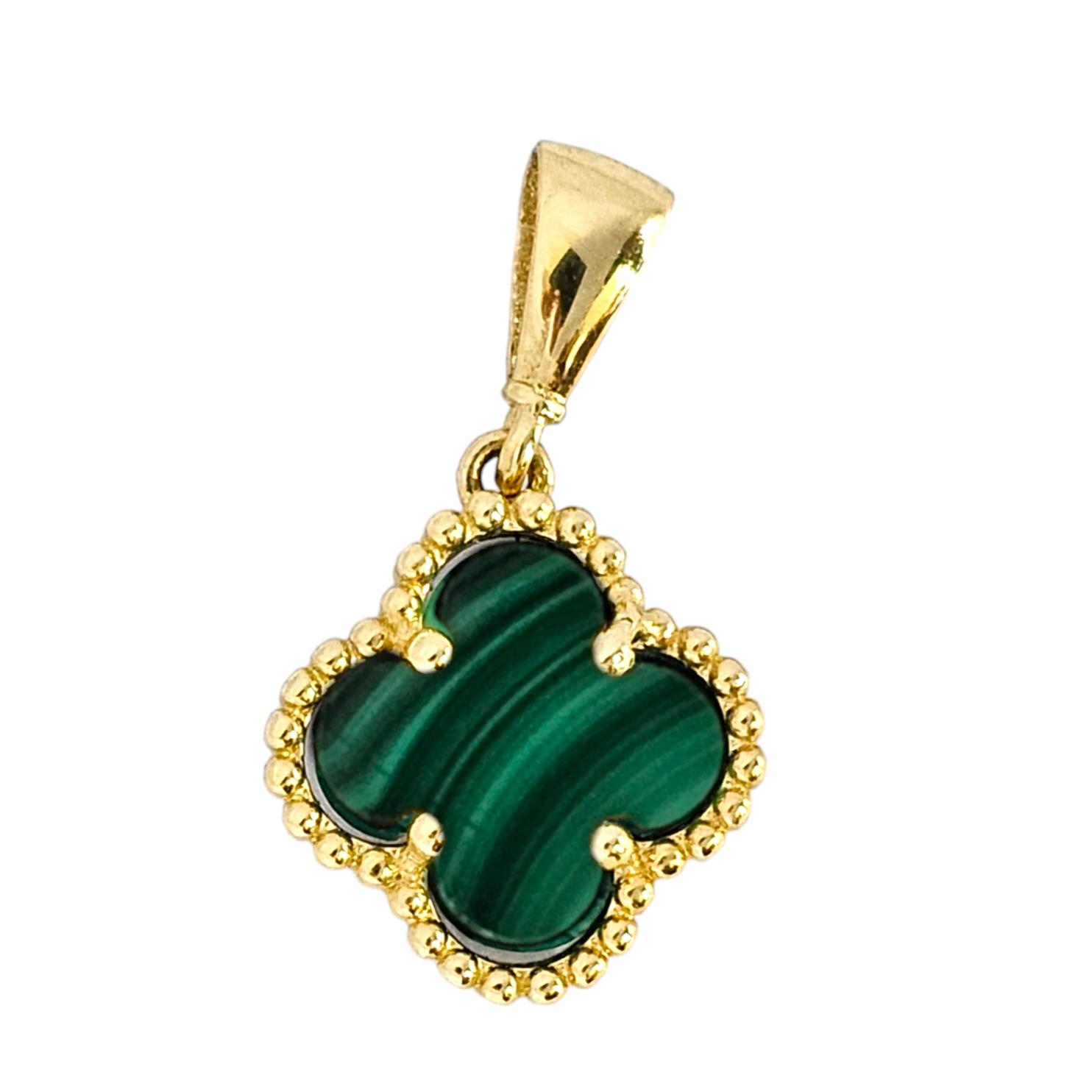 18K GOLD CUSTOM MADE VANCLEEF MALACHITE PENDANT