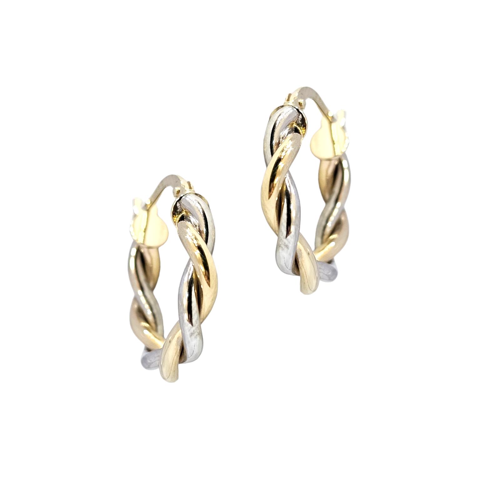9K GOLD DOUBLE TONE TWISTED EARRINGS