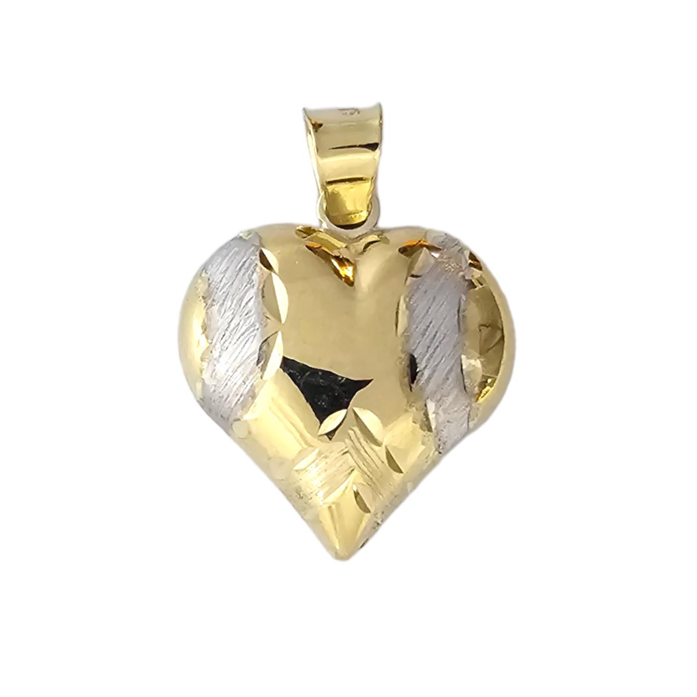 9K DOUBLE TONE HEART PENDANT