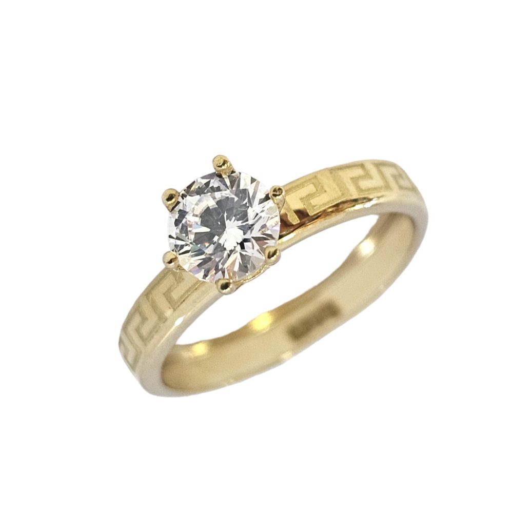 9K GOLD GREEK MEANDER PROMISE RING