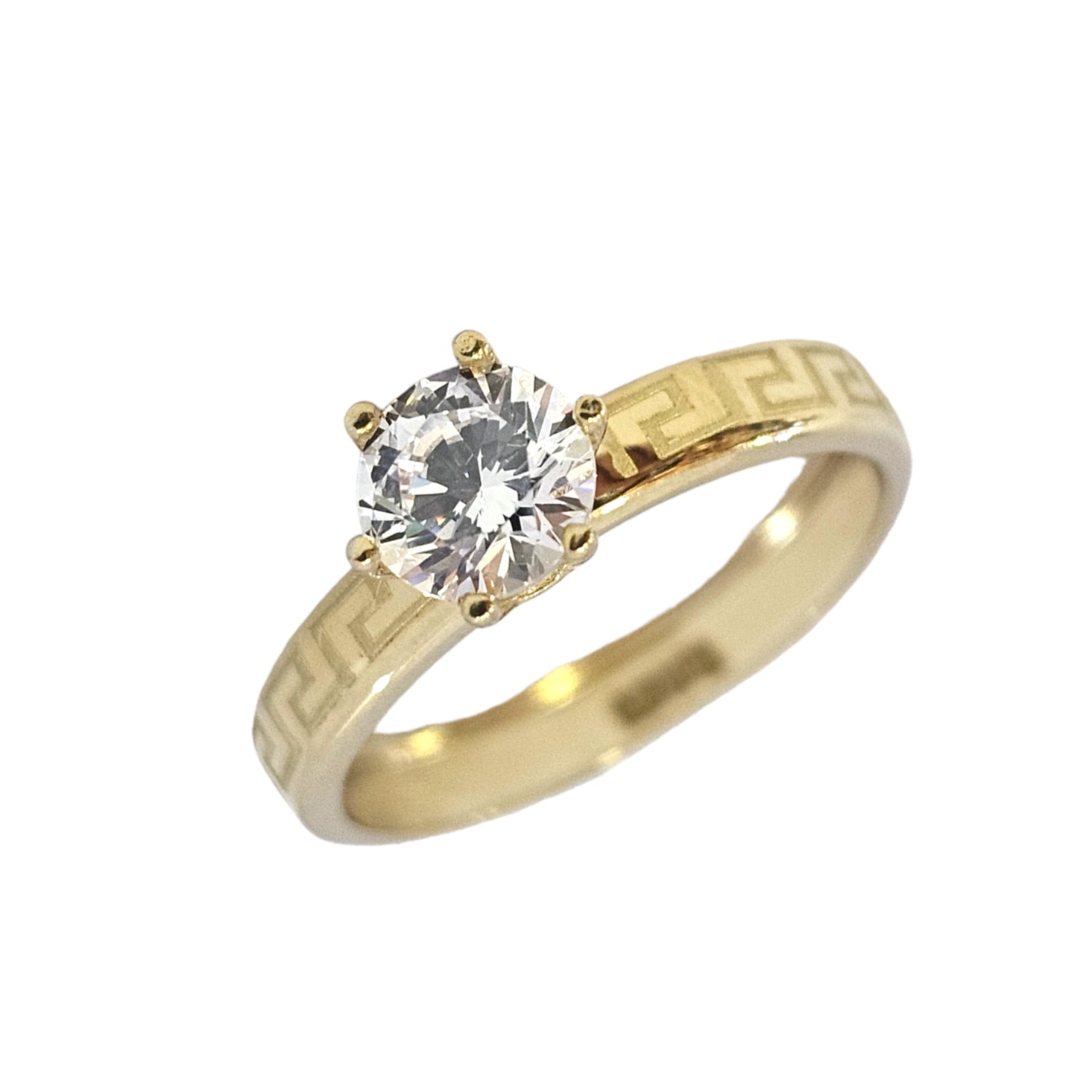 9K GOLD GREEK MEANDER PROMISE RING