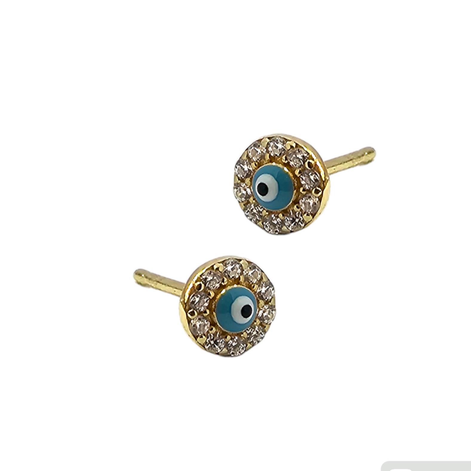 9K GOLD EVIL EYE STAT EARRINGS