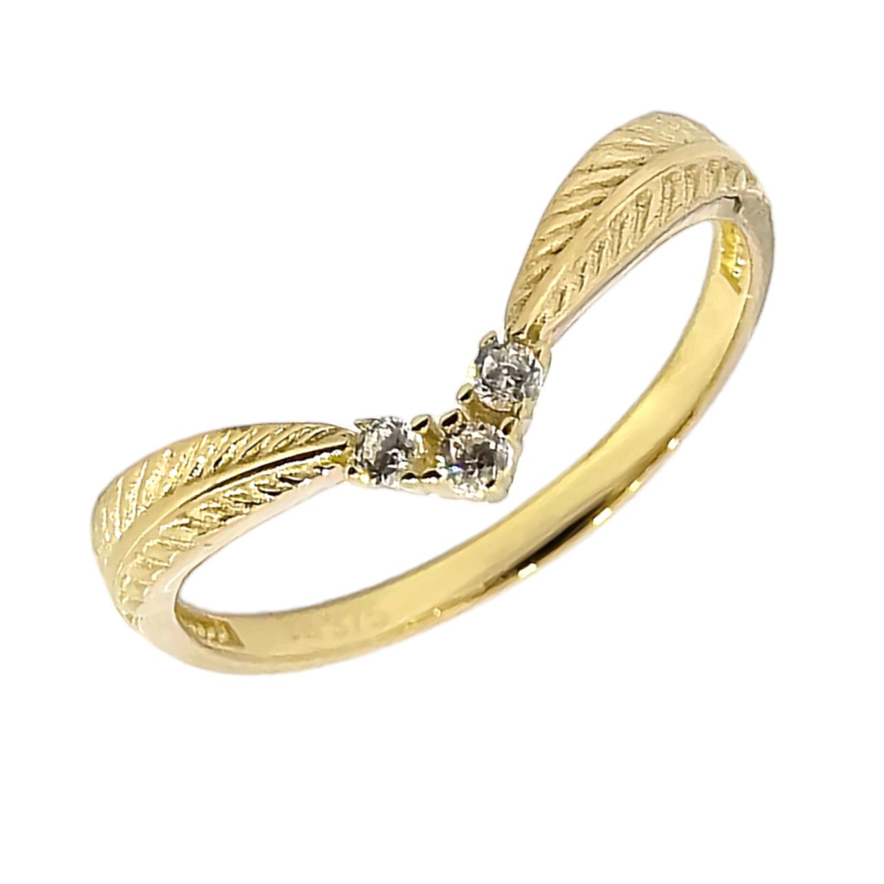 9K GOLD FEATHER RING
