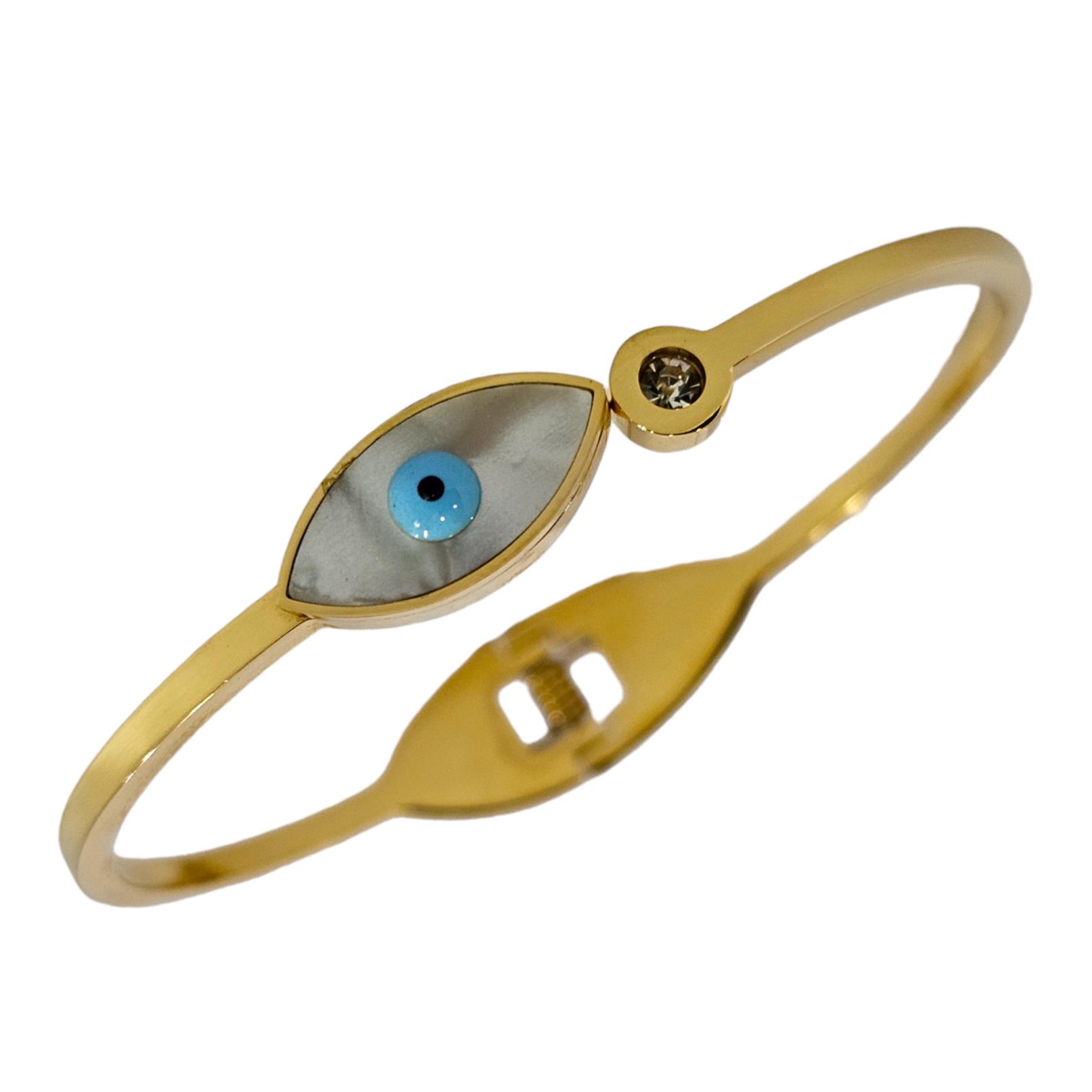 STAINLESS STEEL EVIL EYE BANGLE