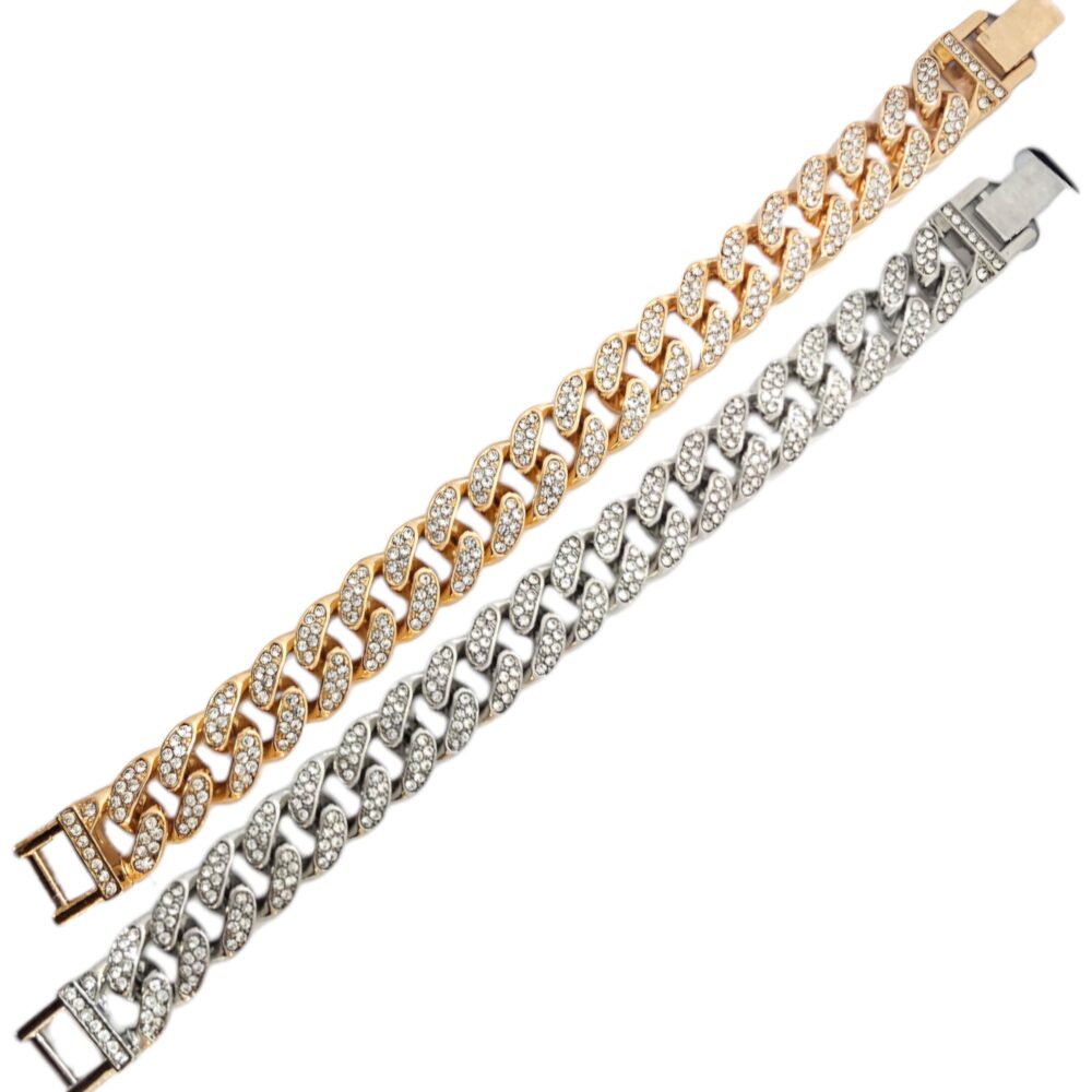 STAINLESS STEEL 19.5CM ICED OUT CUBAN CHAIN BRACELET