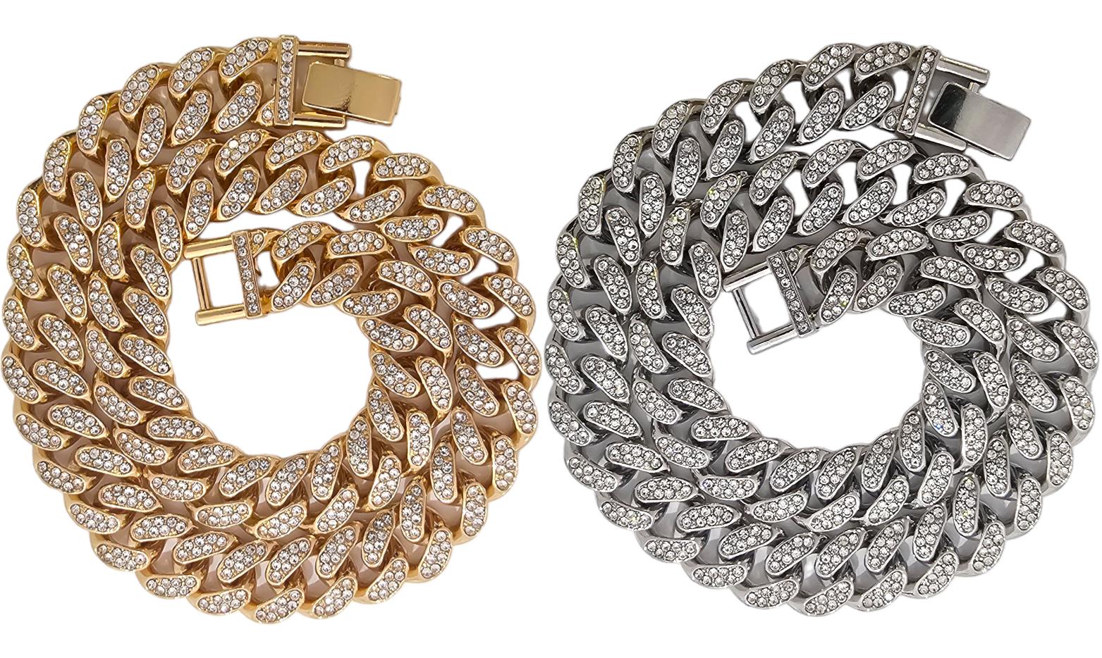 STAINLESS STEEL 40CM ICED OUT CUBAN CHAIN NECKLACE