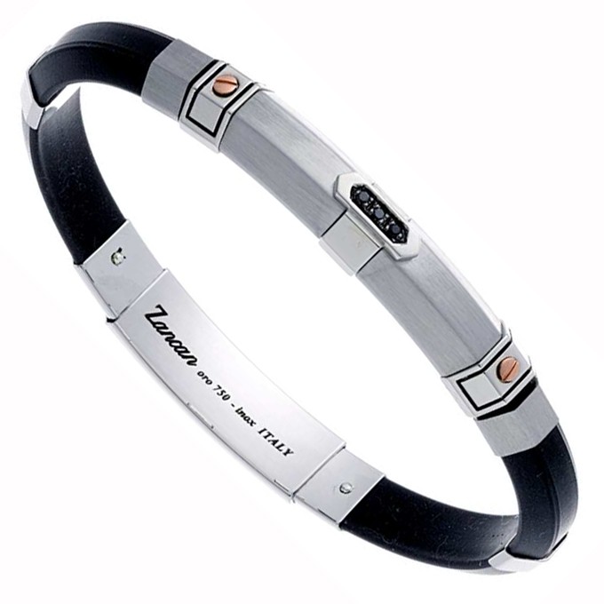Bracelet mens rubber silver Zancan EXB 308R-N