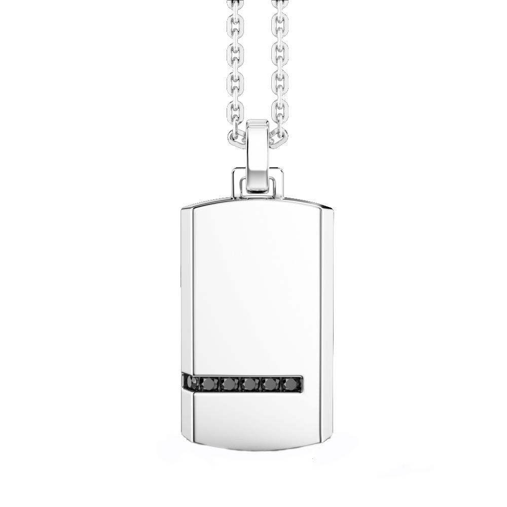 Zancan Mens necklace in silver plate model with black spinels ESC115