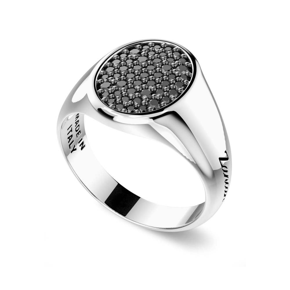 Anello Zancan in Argento con Spinelli Neri