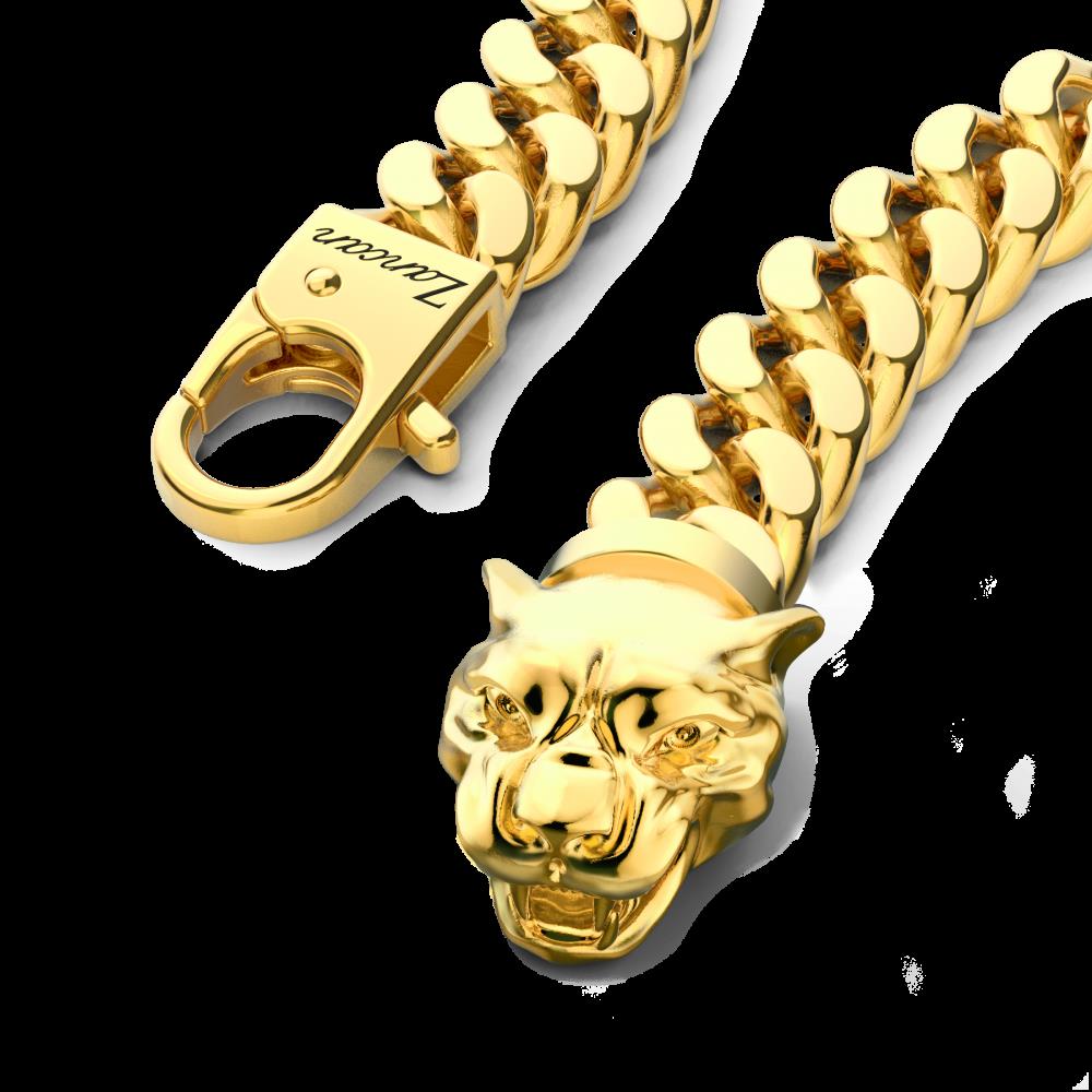 Zancan silver curb chain bracelet with panther head closure.