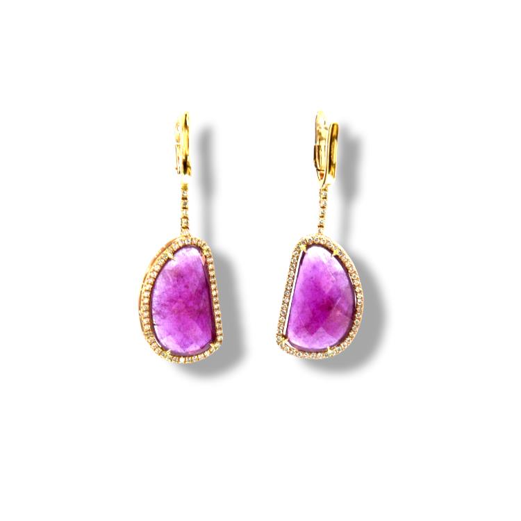 DIAMONDS EARRINGS 0.78CTWD AND RUBY 18.66CTW 18K