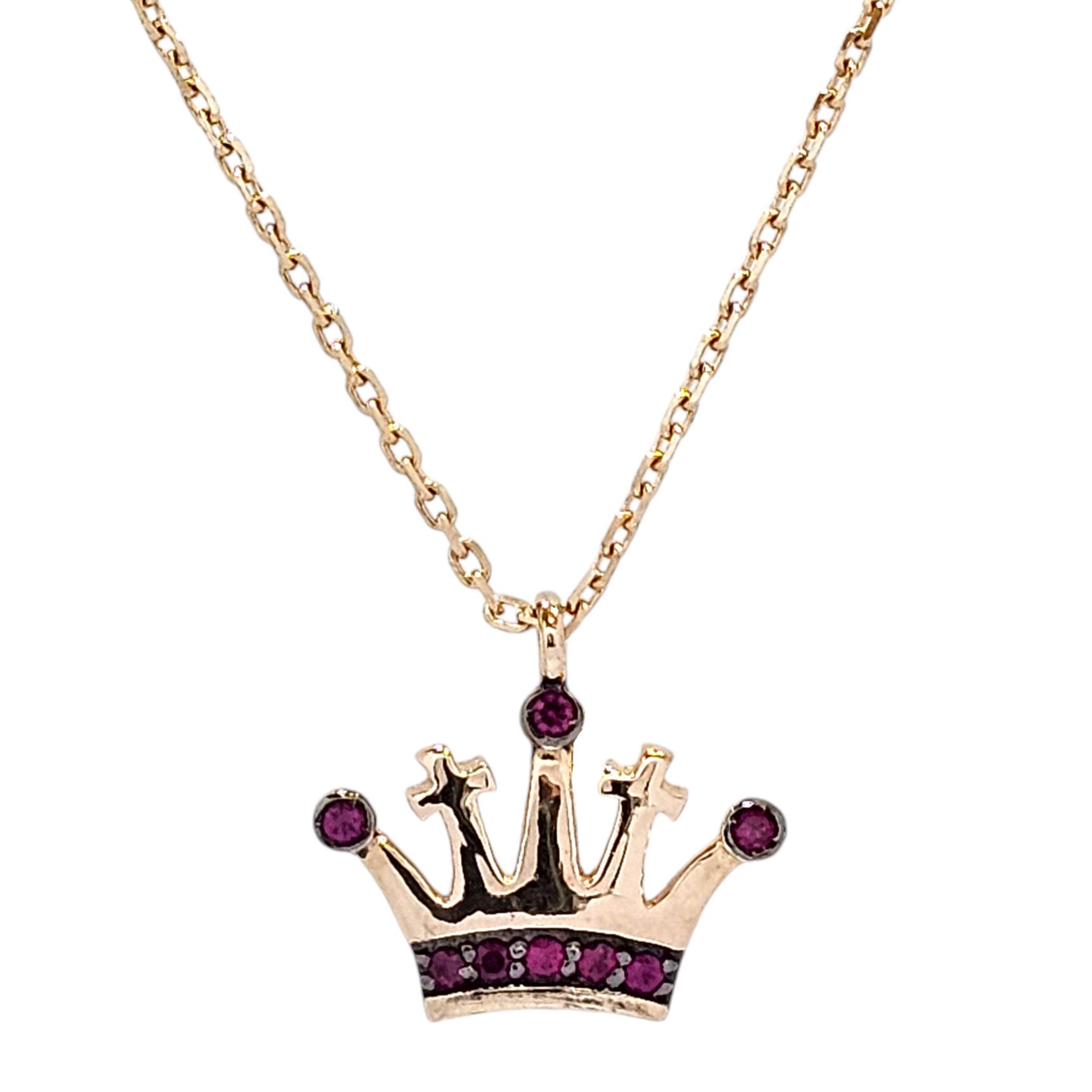 9K ROSE GOLD CROWN NECKLACE