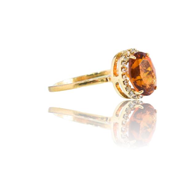 RING 9CT CITRINE ZIRCON