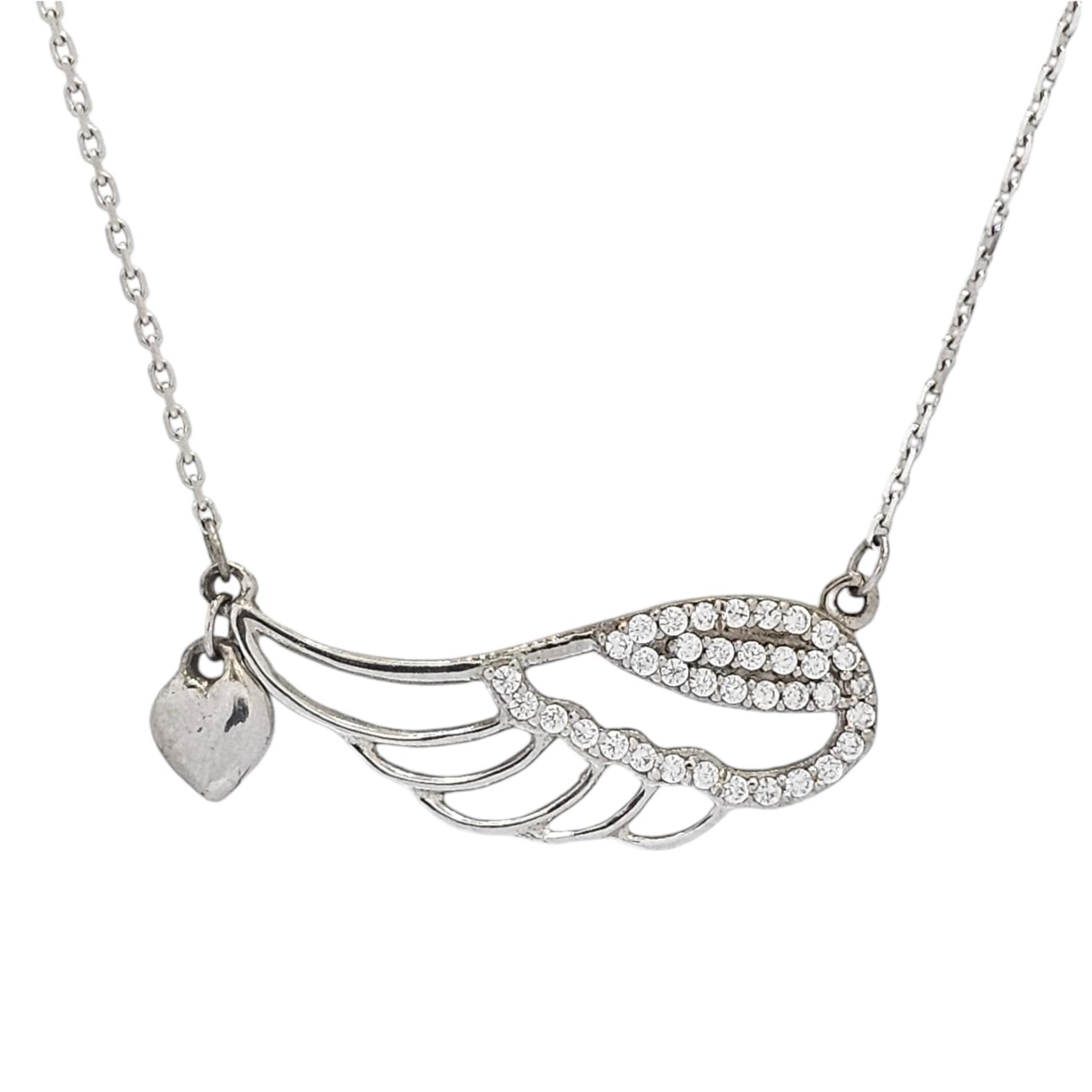 9K WHITE GOLD ANGEL WING NECKLACE