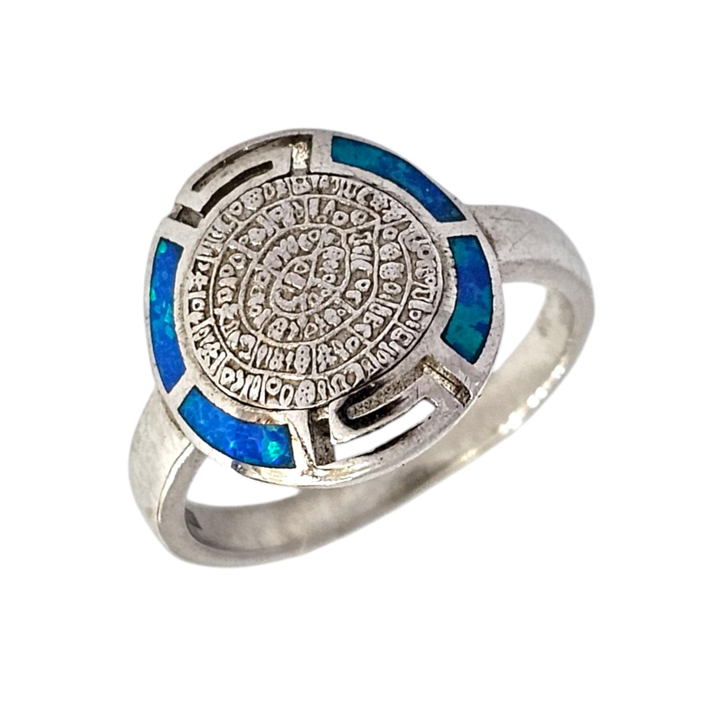 925 DISC OF PHAISTOS OPAL RING