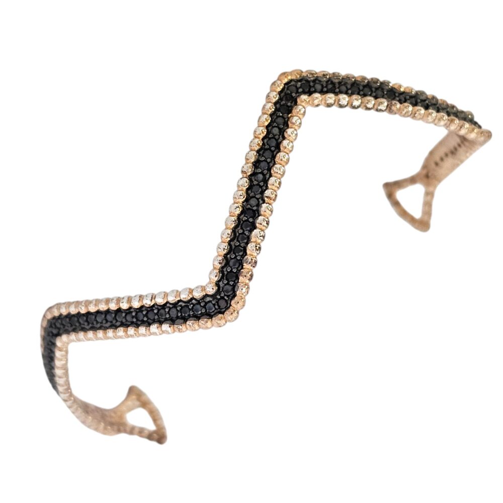 925 ROSE GOLD BLACK ZIRCONS BANGLE BRACELET