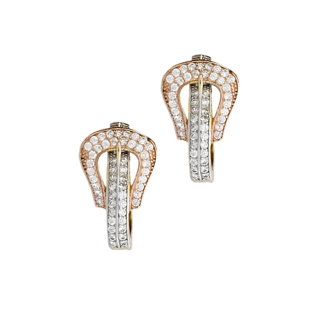 925  DOUBLE TONE BELT EARRINGS