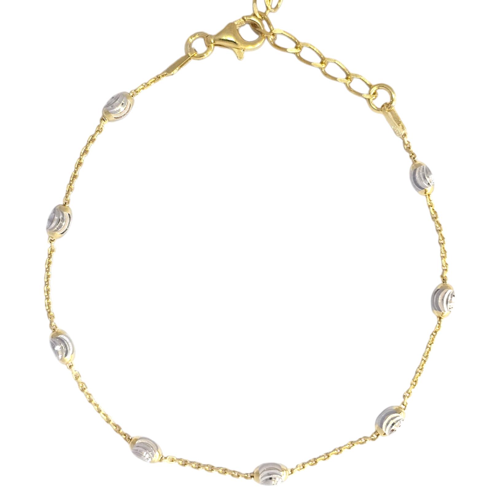 925 2 TONE OVAL BALL BRACELET