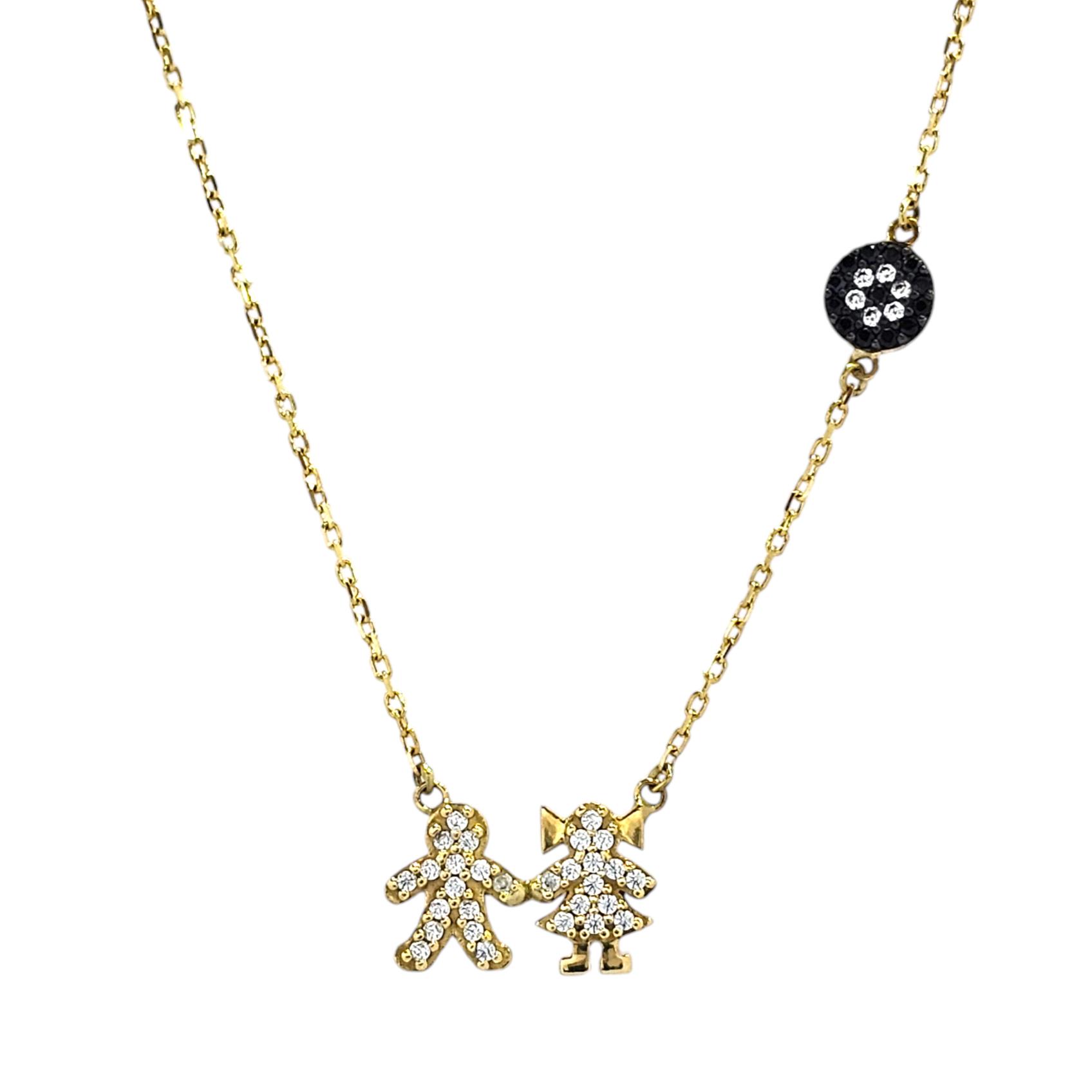18K GOLD BOY AND GILRL NECKLACE