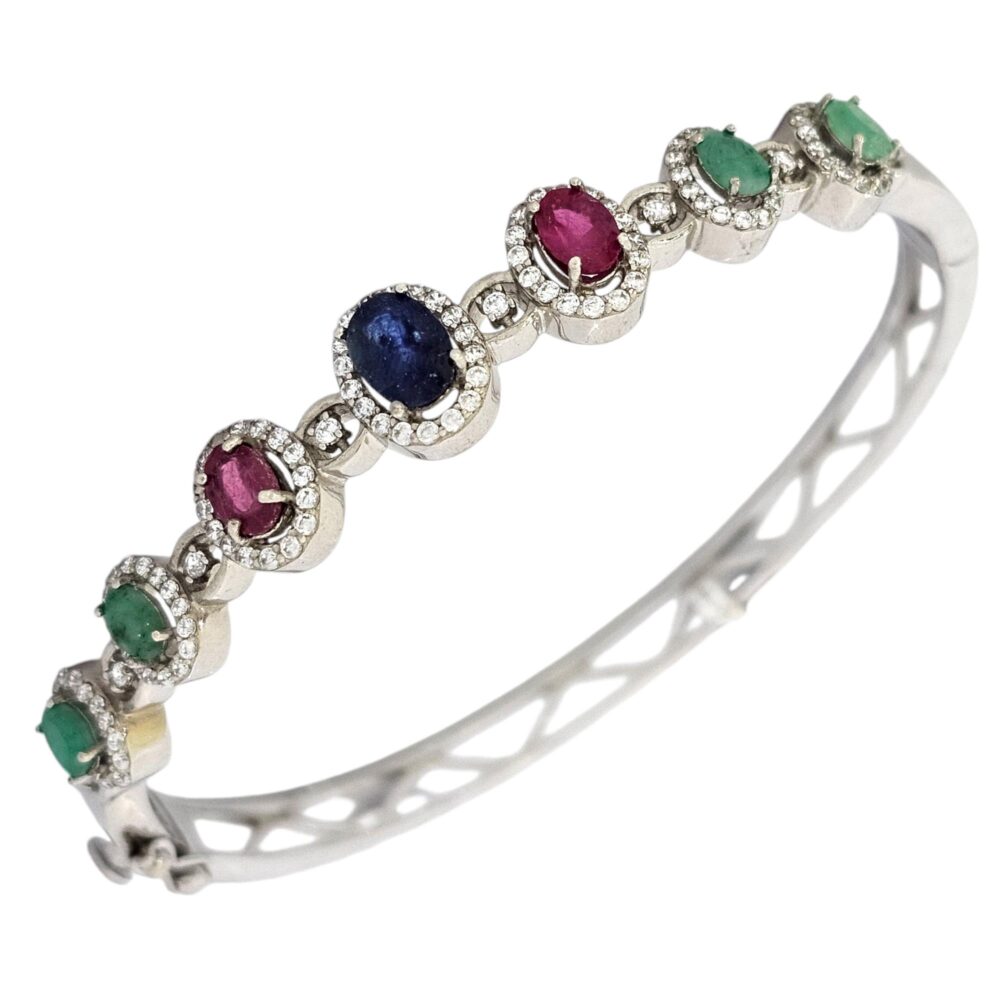 925 BANGLE WITH 6.00CTW OF NATURAL STONES
