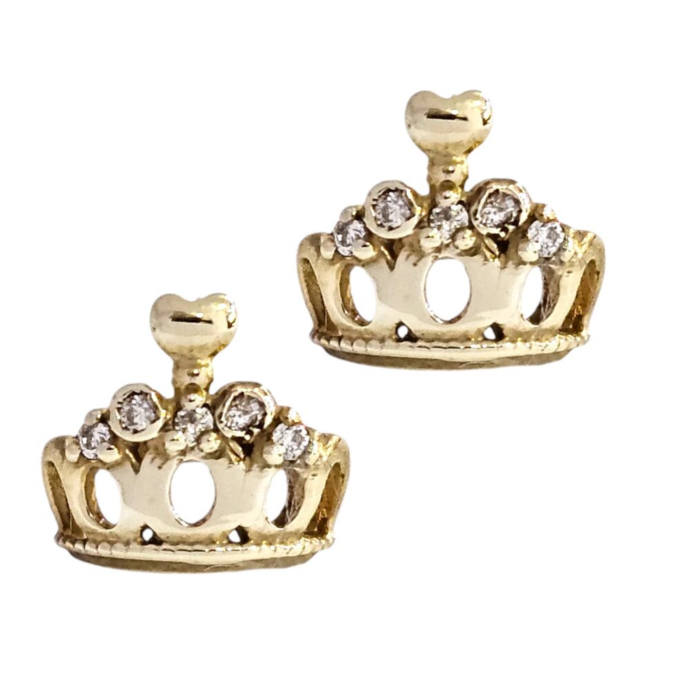 9K GOLD CROWN EARRINGS