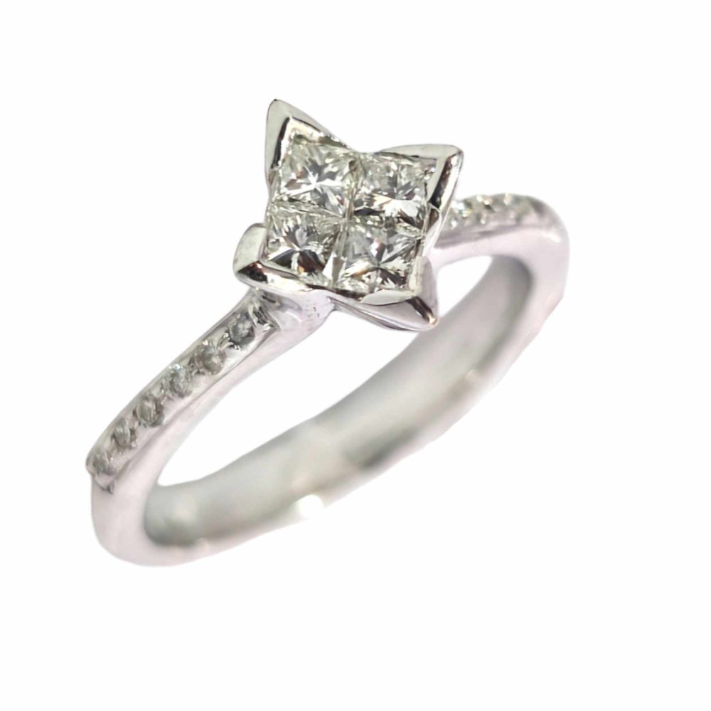 18K ENGAGEMENT WHITE GOLD DIAMOND RING 0.09CTW 0.42CTW
