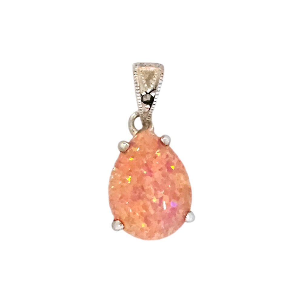 925 NATURAL ORANGE OPAL PENDANT WITH MARCASITE